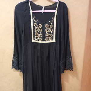 Free People Dress Size S Black Gold